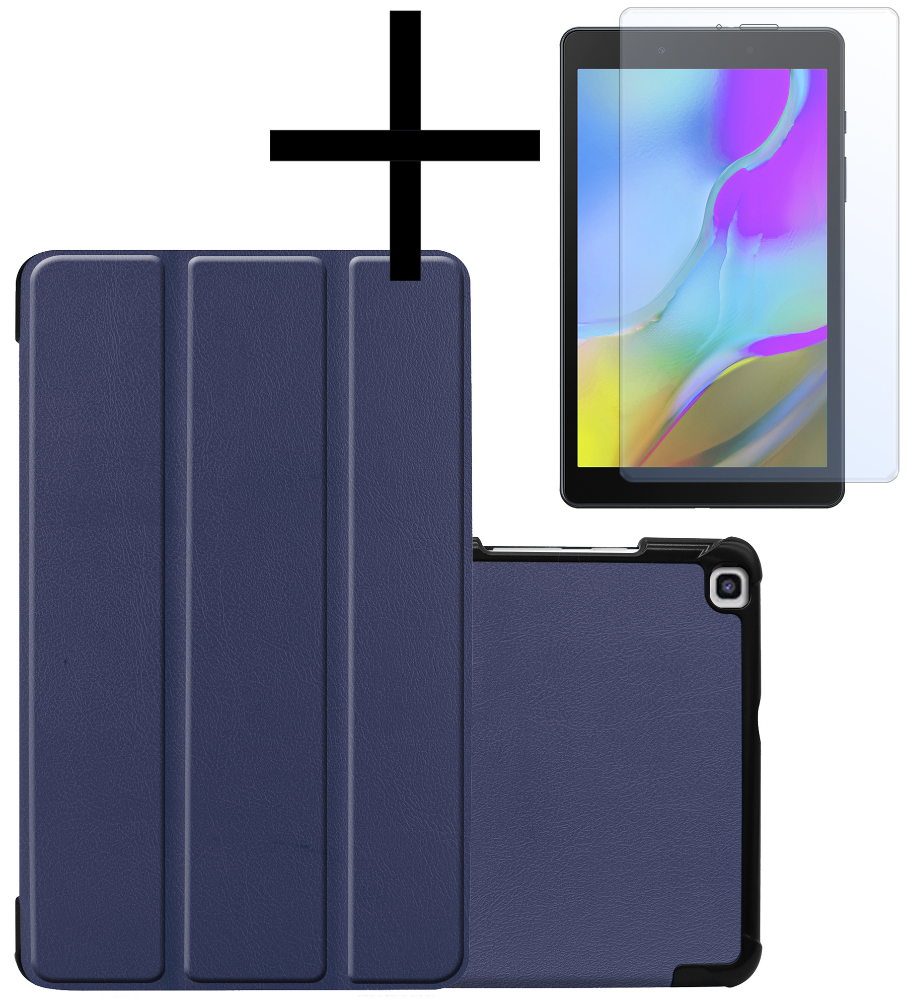 NoXx Samsung Galaxy Tab A 8.0 2019 Hoesje Met Screenprotector Book Case Cover Met Screen Protector - Donker Blauw