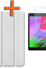 Nomfy Hoes Geschikt voor Samsung Galaxy Tab A 8.0 (2019) Hoes Tri-fold Tablet Hoesje Case Met Screenprotector - Hoesje Geschikt voor Samsung Tab A 8.0 (2019) Hoesje Hardcover Bookcase - Wit