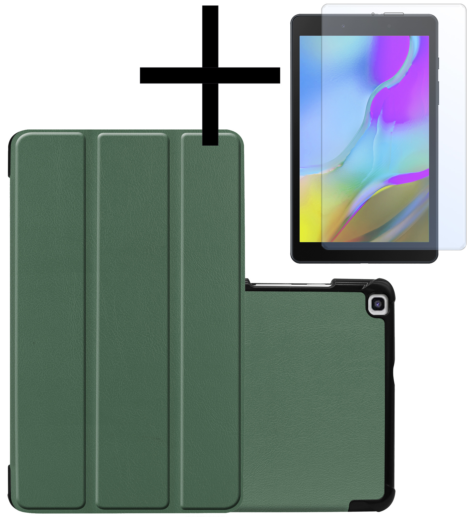 NoXx Samsung Galaxy Tab A 8.0 2019 Hoesje Met Screenprotector Book Case Cover Met Screen Protector - Donker Groen