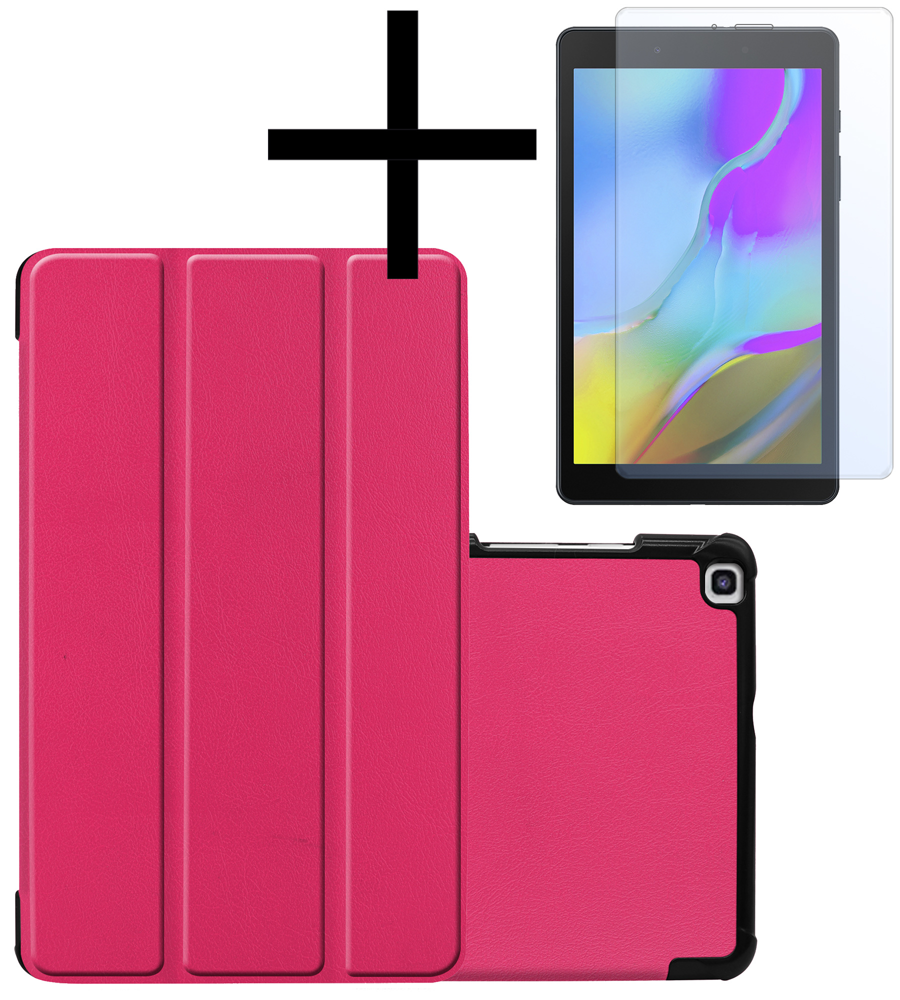 NoXx Hoesje Geschikt voor Samsung Galaxy Tab A 8.0 (2019) Hoesje Case Hard Cover Hoes Book Case Met Screenprotector - Donkerroze