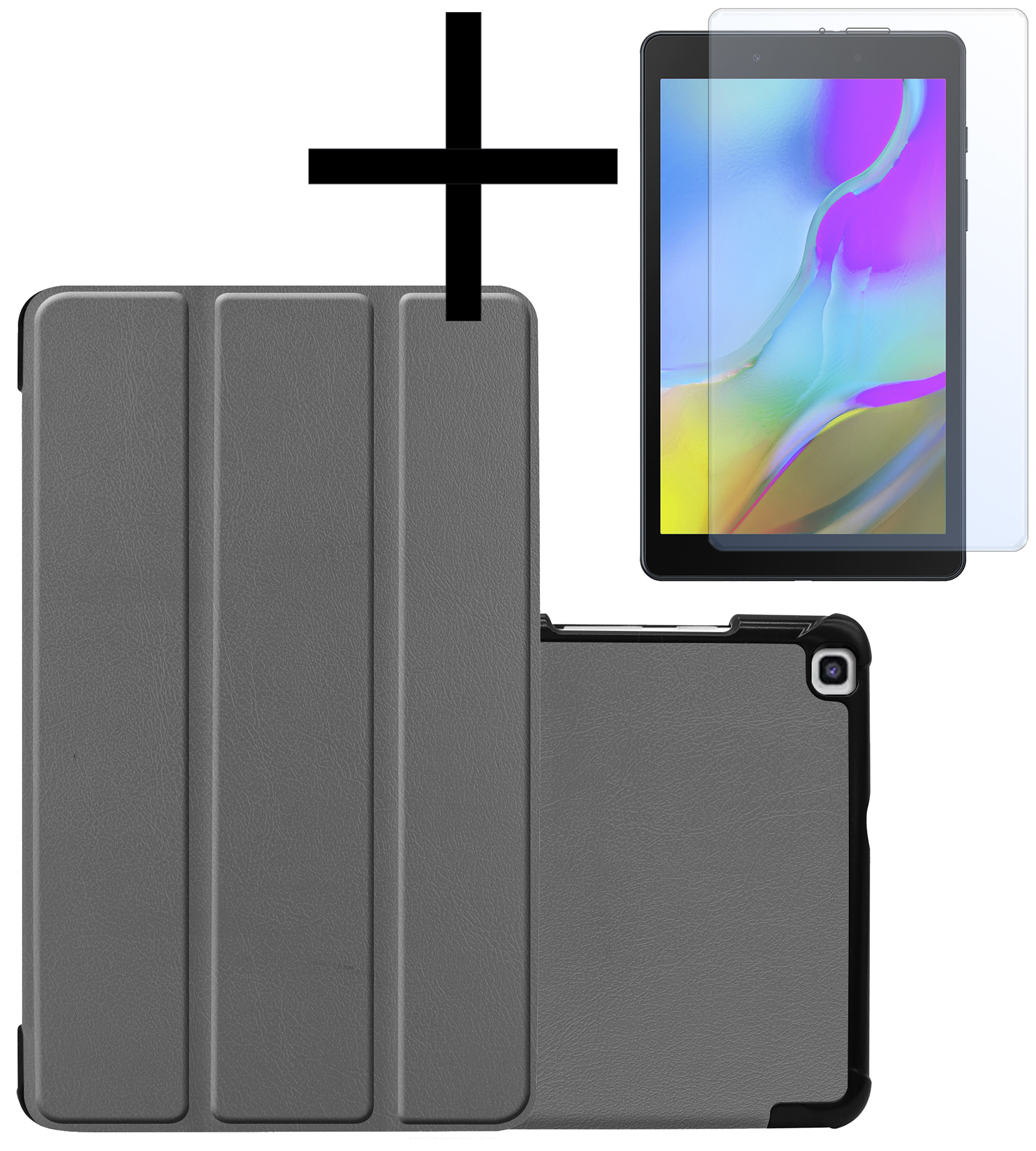 NoXx Samsung Galaxy Tab A 8.0 2019 Hoesje Met Screenprotector Book Case Cover Met Screen Protector - Grijs