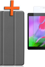 Nomfy Hoes Geschikt voor Samsung Galaxy Tab A 8.0 (2019) Hoes Tri-fold Tablet Hoesje Case Met Screenprotector - Hoesje Geschikt voor Samsung Tab A 8.0 (2019) Hoesje Hardcover Bookcase - Grijs