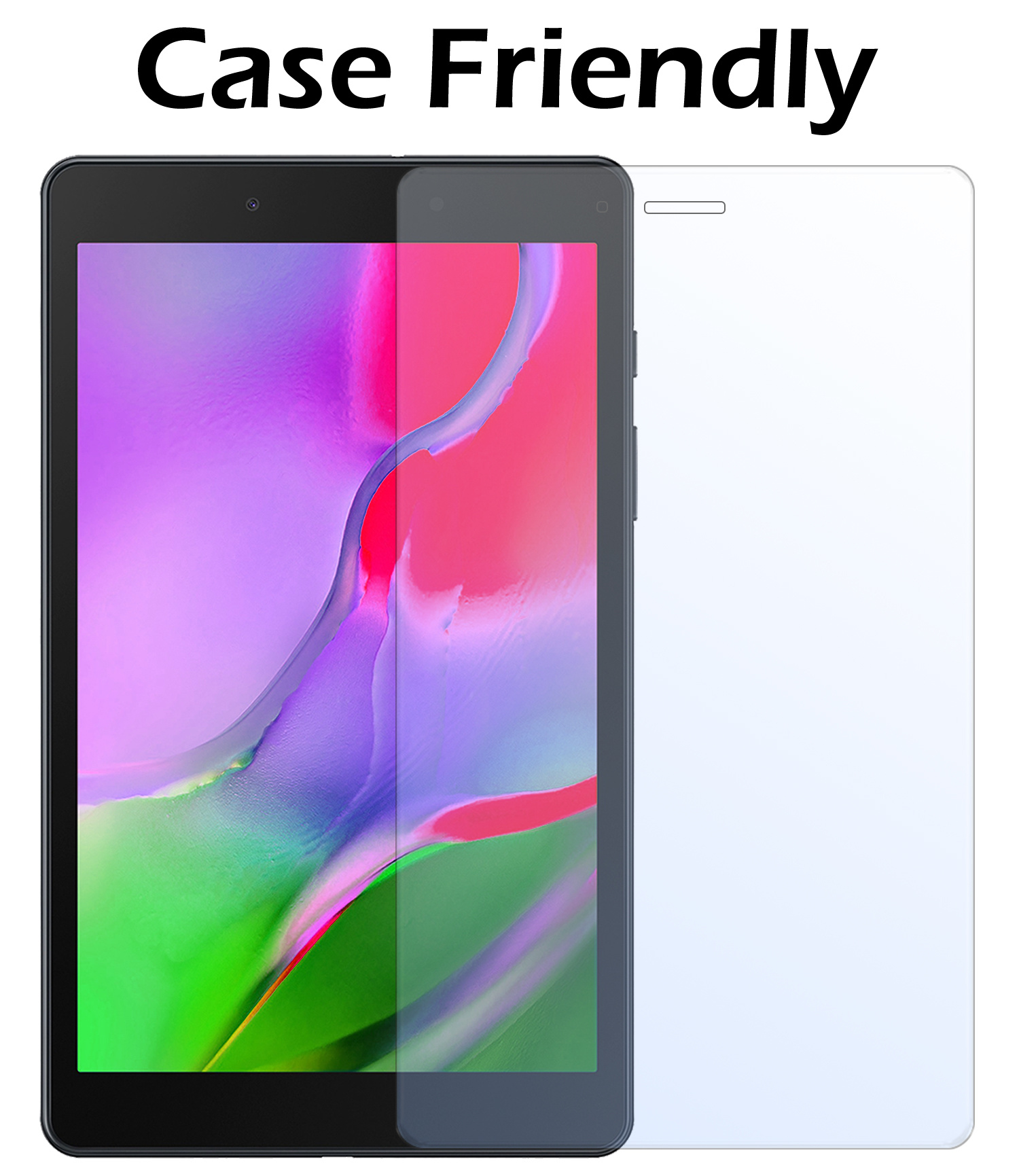 Nomfy Samsung Galaxy Tab A 8.0 (2019) Hoes Book Case Cover Met Screenprotector - Samsung Galaxy Tab A 8.0 (2019) Book Case Met Beschermglas - Donkerroze