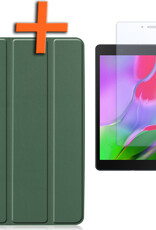 Nomfy Hoes Geschikt voor Samsung Galaxy Tab A 8.0 (2019) Hoes Tri-fold Tablet Hoesje Case Met Screenprotector - Hoesje Geschikt voor Samsung Tab A 8.0 (2019) Hoesje Hardcover Bookcase - Donkergroen