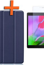 Nomfy Hoes Geschikt voor Samsung Galaxy Tab A 8.0 (2019) Hoes Tri-fold Tablet Hoesje Case Met Screenprotector - Hoesje Geschikt voor Samsung Tab A 8.0 (2019) Hoesje Hardcover Bookcase - Donkerblauw