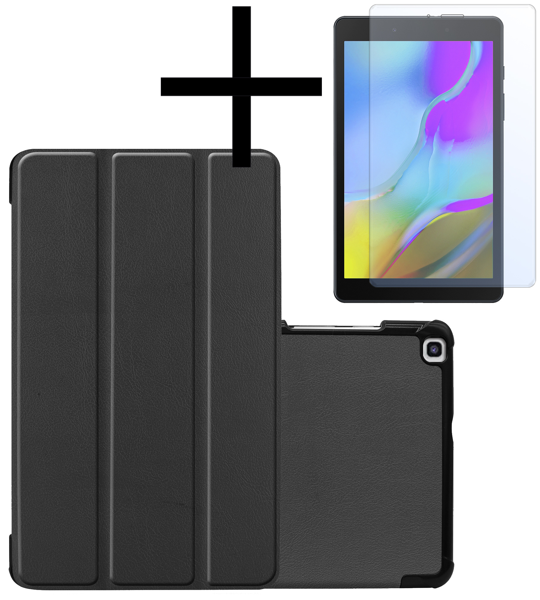 NoXx Samsung Galaxy Tab A 8.0 2019 Hoesje Met Screenprotector Book Case Cover Met Screen Protector - Zwart