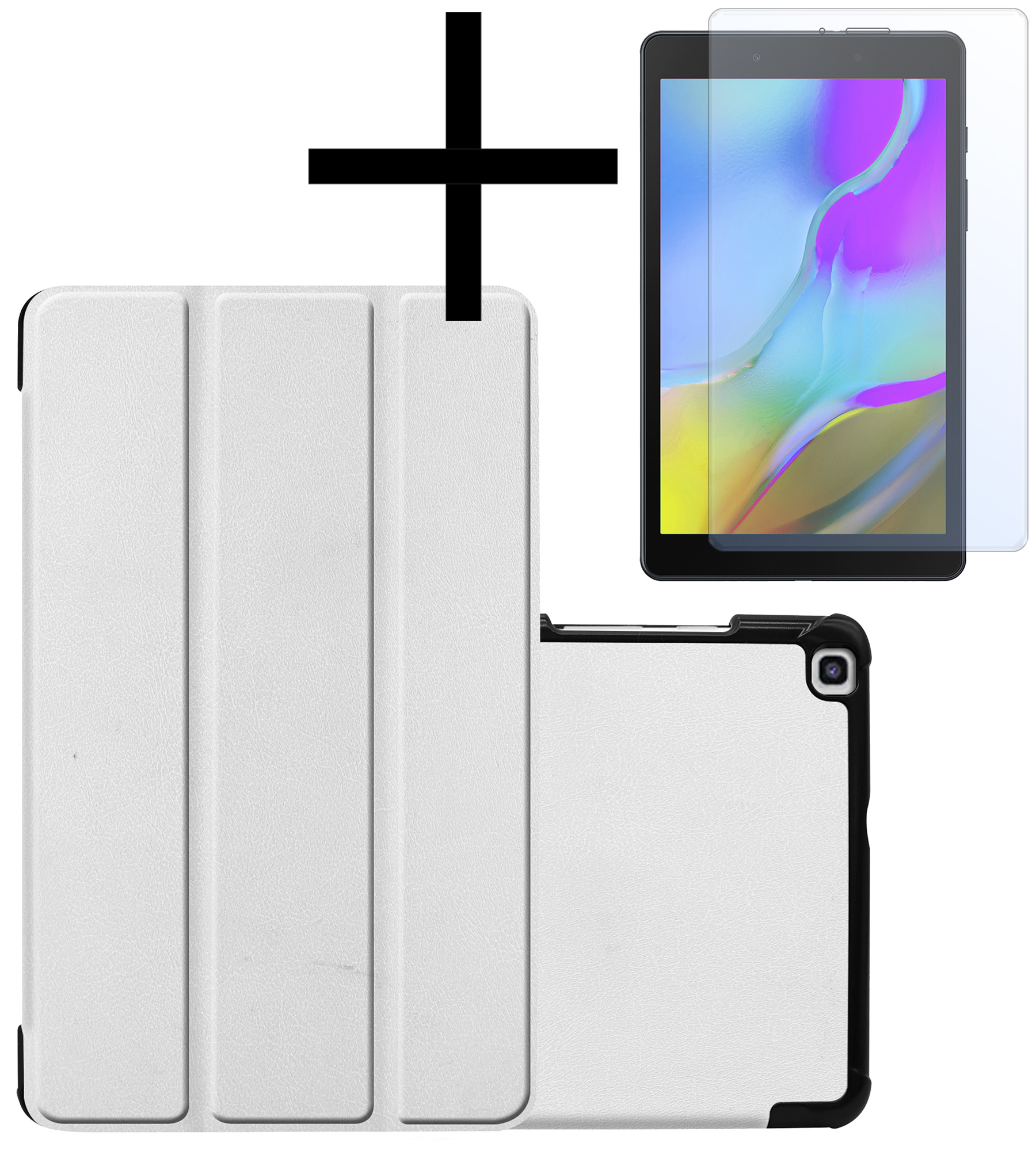 NoXx Hoesje Geschikt voor Samsung Galaxy Tab A 8.0 (2019) Hoesje Case Hard Cover Hoes Book Case Met Screenprotector - Wit