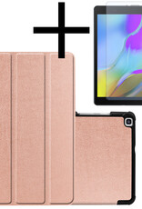NoXx Samsung Galaxy Tab A 8.0 2019 Hoesje Met Screenprotector Book Case Cover Met Screen Protector - Rosé Goud