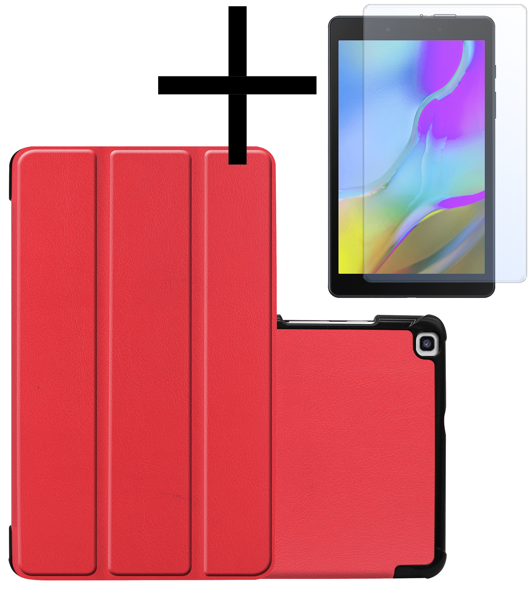 NoXx Hoesje Geschikt voor Samsung Galaxy Tab A 8.0 (2019) Hoesje Case Hard Cover Hoes Book Case Met Screenprotector - Rood