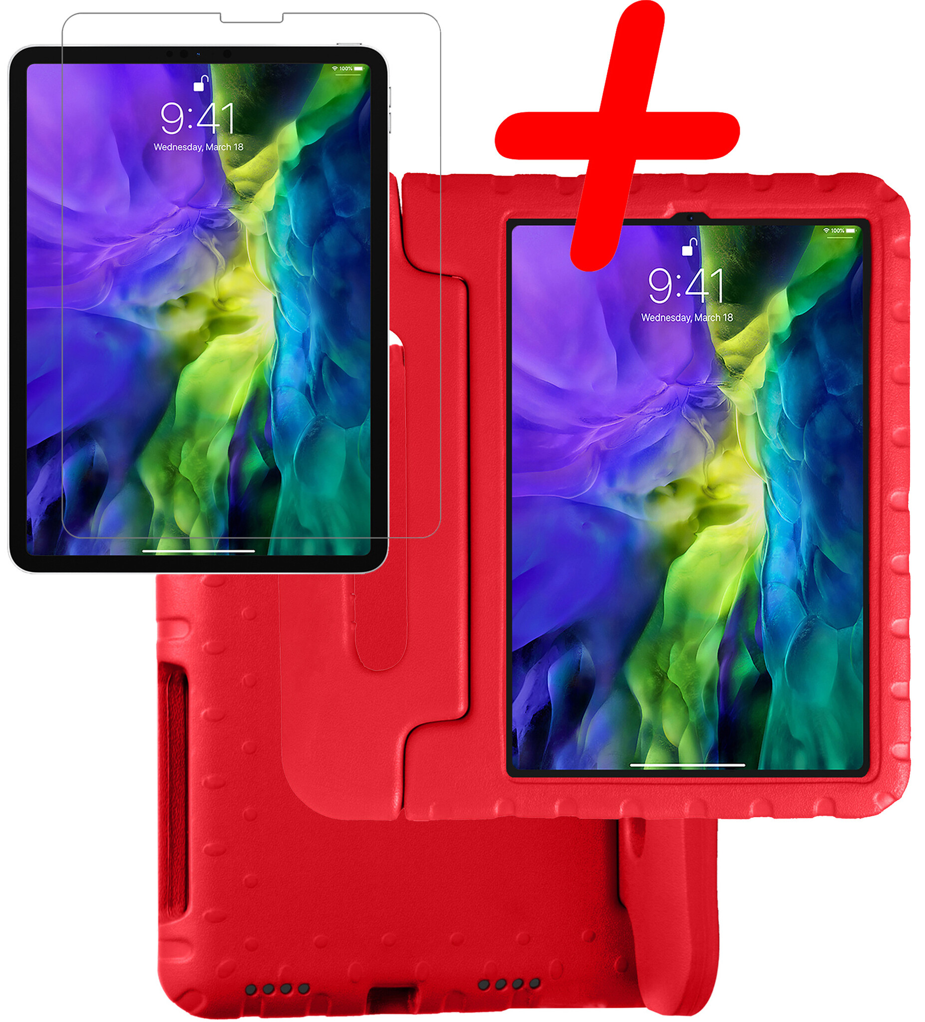 BASEY. BASEY. iPad Pro 11 inch (2020) Kinderhoes Met Screenprotector - Rood