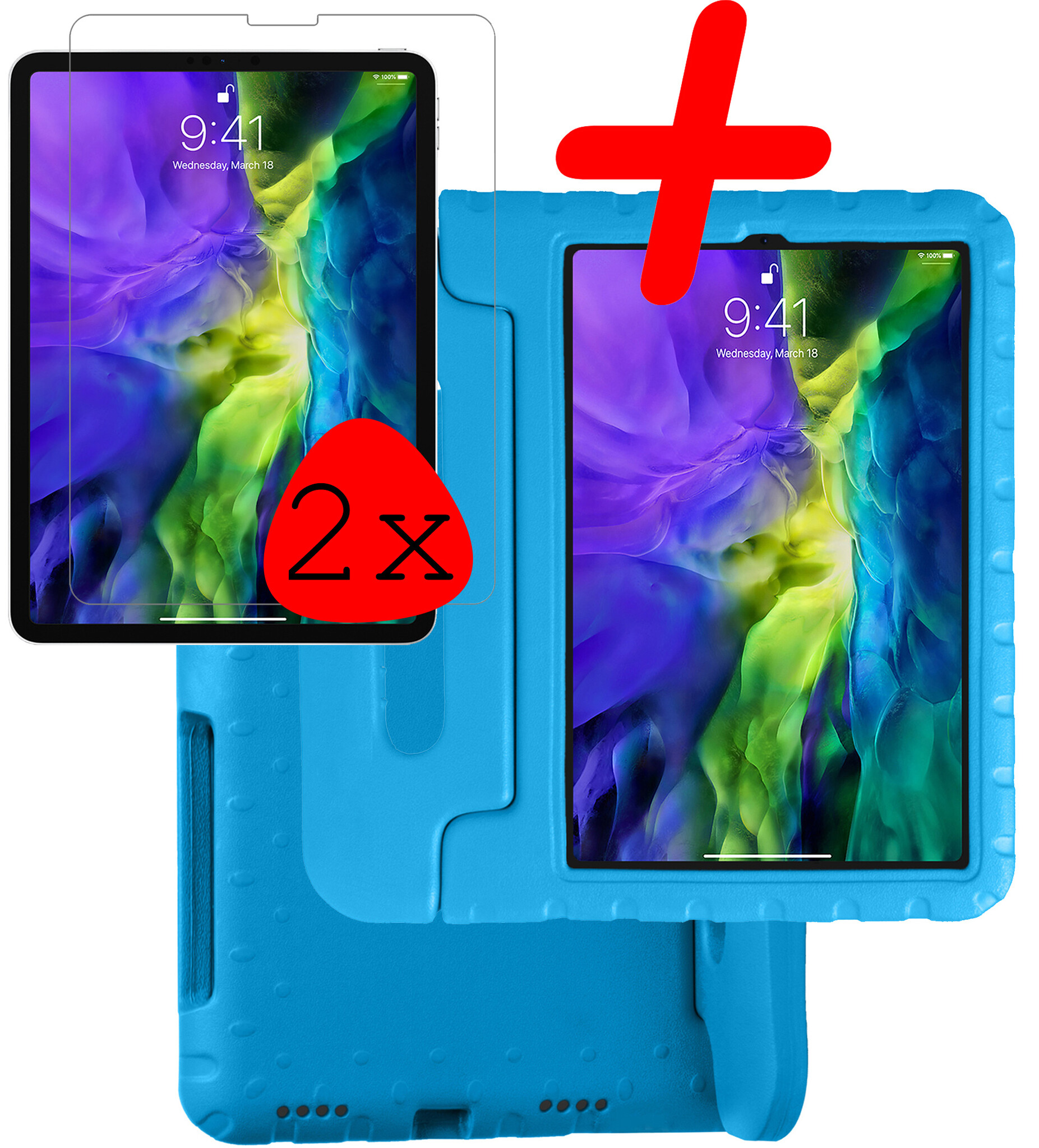 BASEY. BASEY. iPad Pro 11 inch (2020) Kinderhoes Met 2x Screenprotector - Lichtblauw