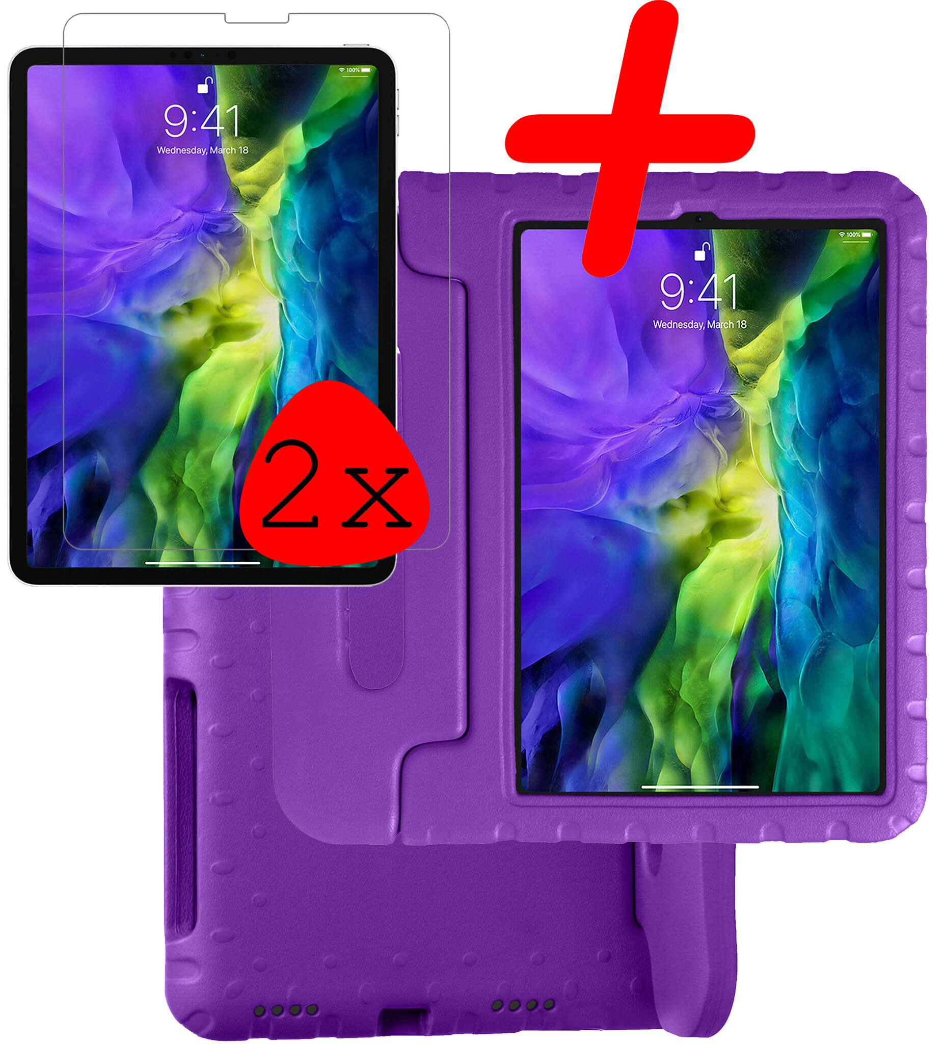 BASEY. BASEY. iPad Pro 11 inch (2020) Kinderhoes Met 2x Screenprotector - Paars