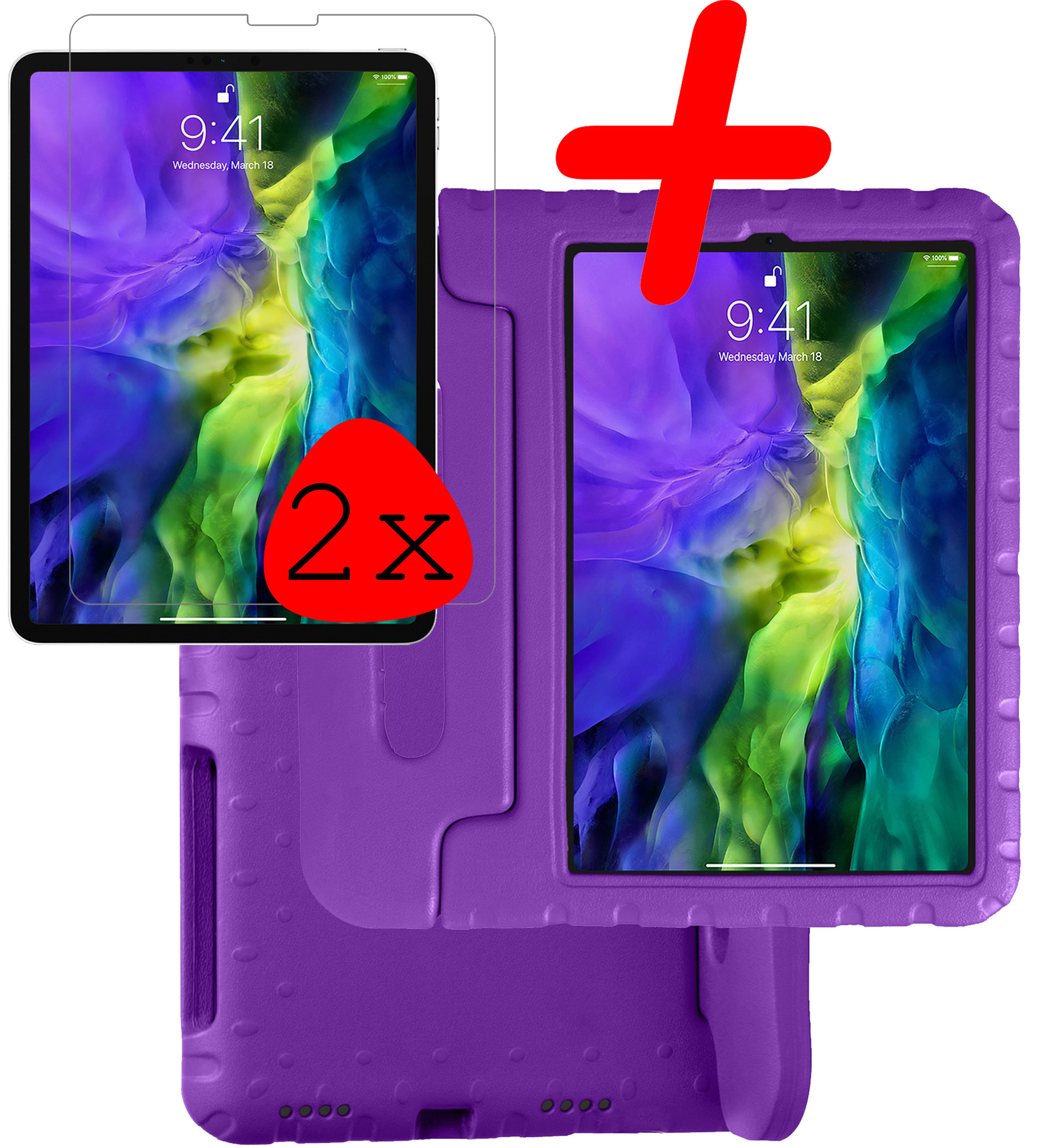 BASEY. BASEY. iPad Pro 11 inch (2021) Kinderhoes Met 2x Screenprotector - Paars
