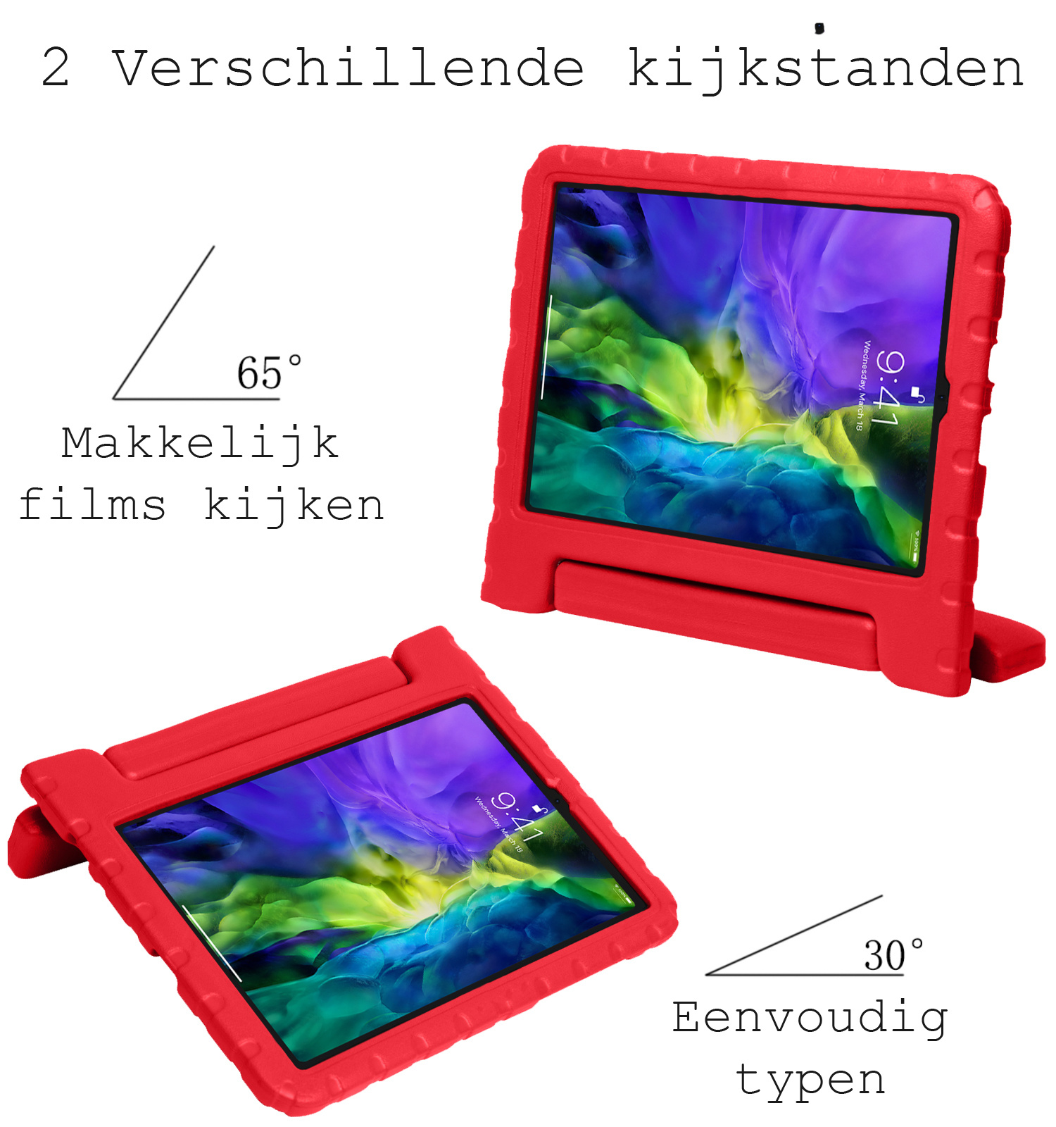 BASEY. BASEY. iPad Pro 11 inch (2021) Kinderhoes Met 2x Screenprotector - Rood