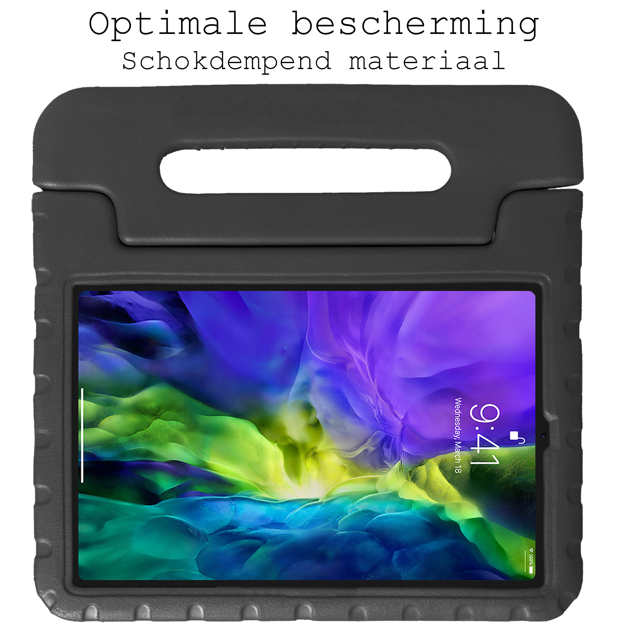 BASEY. BASEY. iPad Pro 11 inch (2021) Kinderhoes Met 2x Screenprotector - Zwart