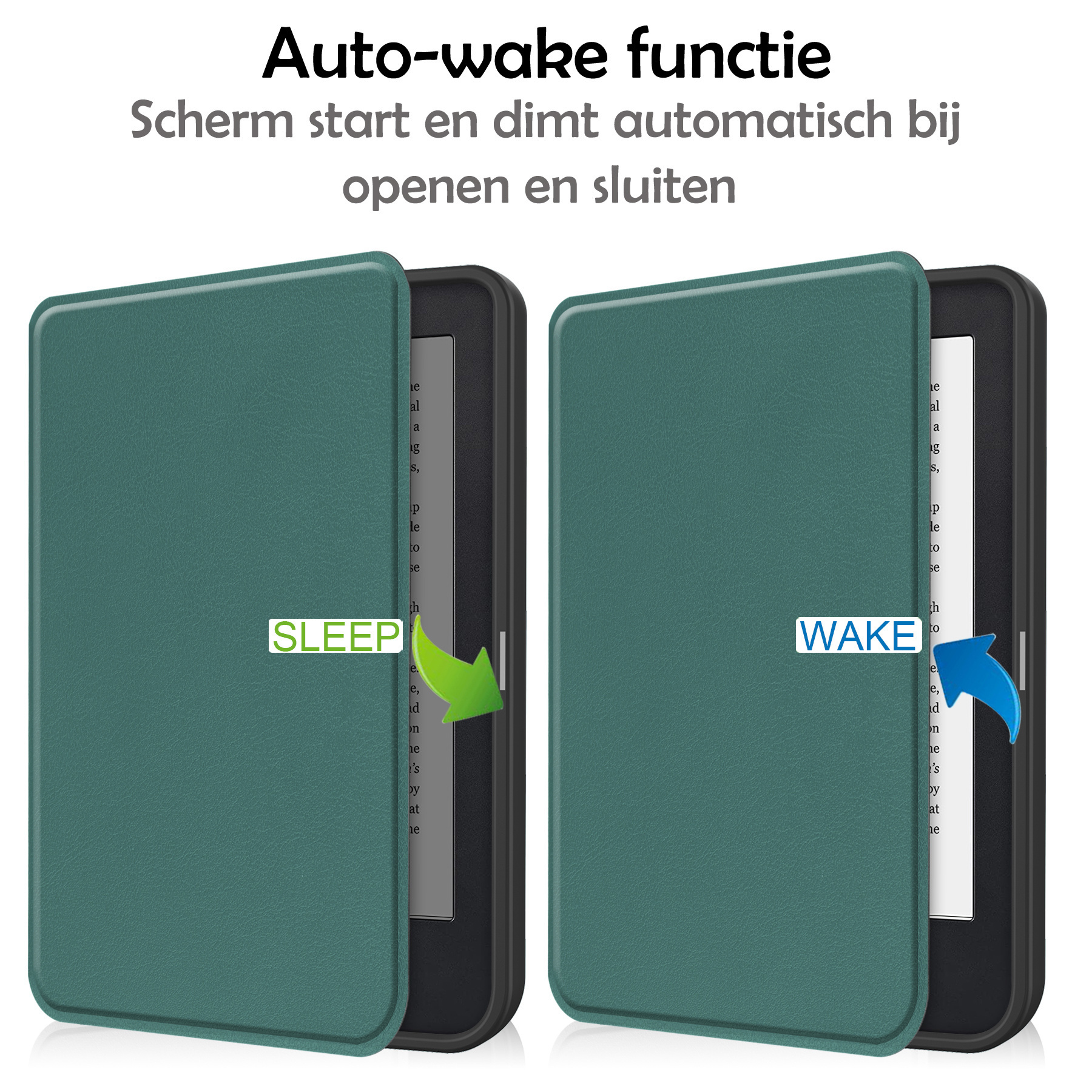 Kobo Clara 2E Hoes Bescherm Hoesje Case Luxe Sleep Cover - Donker Groen