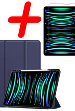 BASEY. BASEY. iPad Pro 12.9 inch (2022) Hoesje Met Apple Pencilhouder Met Screenprotector - Donkerblauw