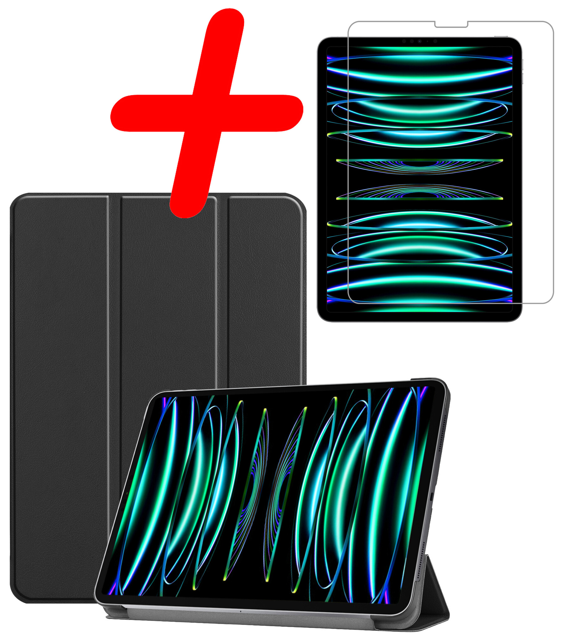 BASEY. BASEY. iPad Pro 12.9 inch (2022) Hoesje Met Screenprotector - Zwart