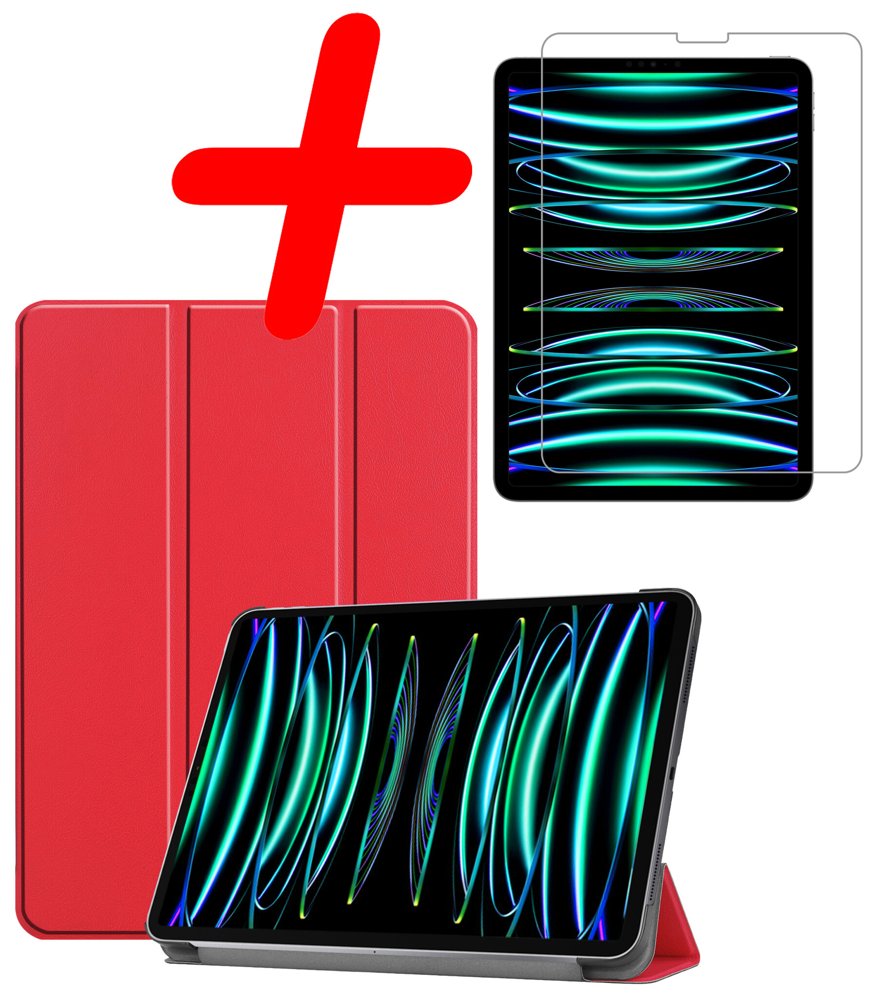 BASEY. BASEY. iPad Pro 12.9 inch (2022) Hoesje Met Screenprotector - Rood