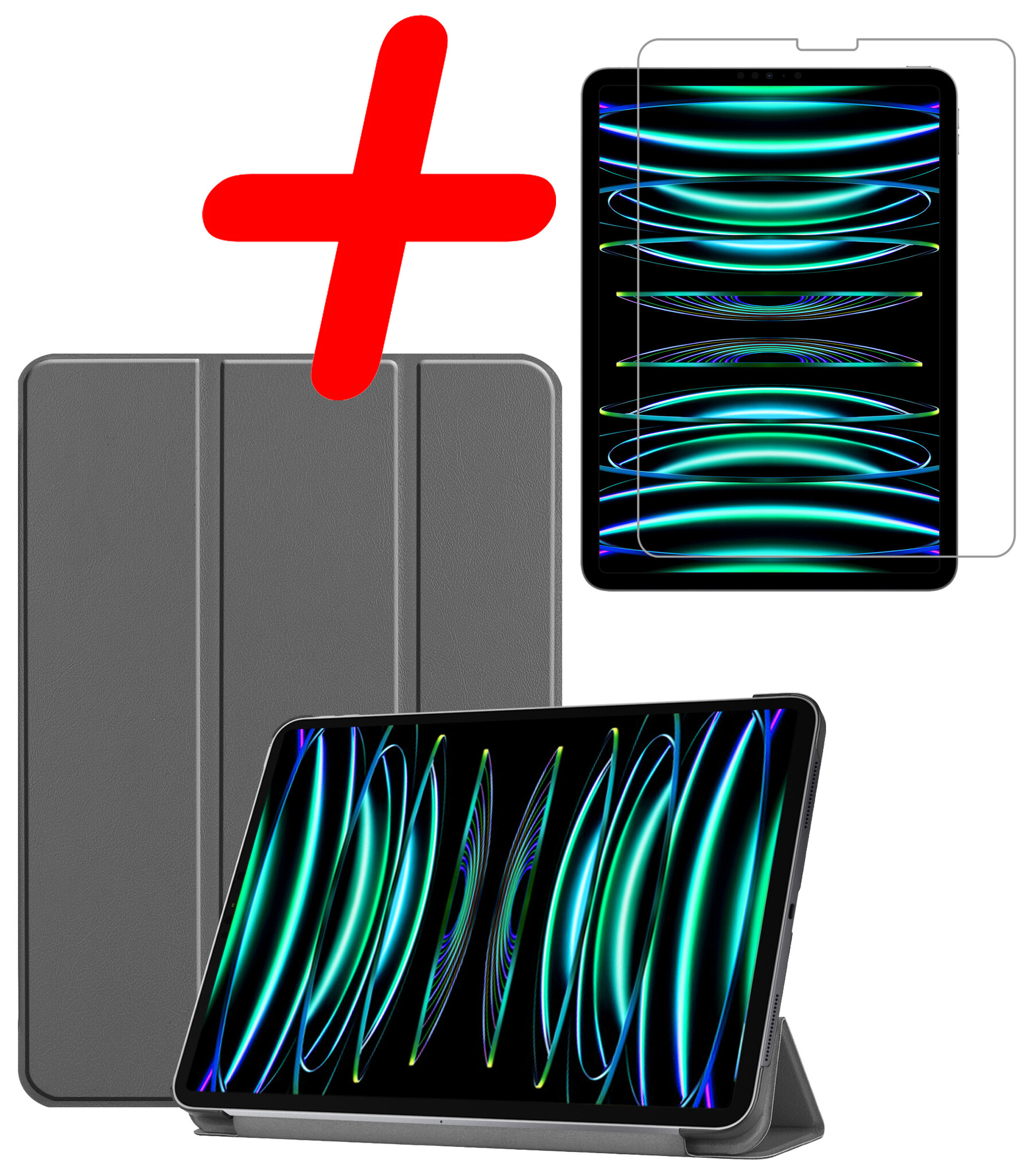 BASEY. BASEY. iPad Pro 12.9 inch (2022) Hoesje Met Screenprotector - Grijs