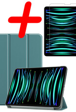 BASEY. BASEY. iPad Pro 12.9 inch (2022) Hoesje Met Screenprotector - Donkergroen