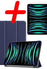 BASEY. BASEY. iPad Pro 12.9 inch (2022) Hoesje Met Screenprotector - Donkerblauw