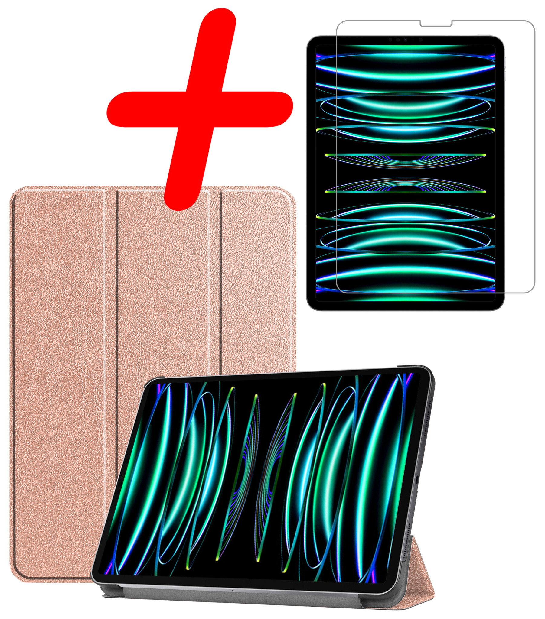 BASEY. BASEY. iPad Pro 11 inch (2022) Hoesje Met Screenprotector - Rose Goud