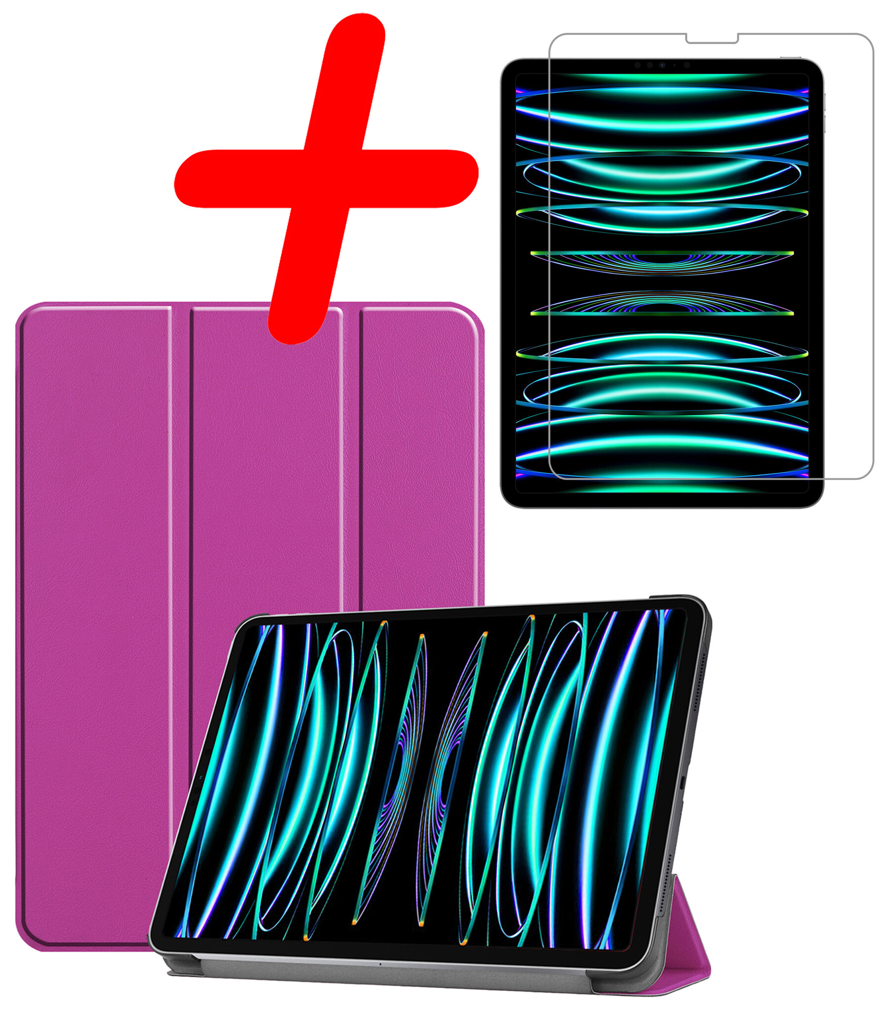 BASEY. BASEY. iPad Pro 11 inch (2022) Hoesje Met Screenprotector - Paars