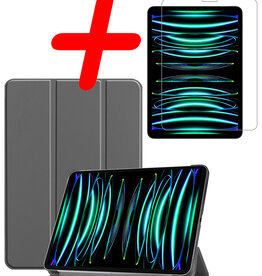 BASEY. BASEY. iPad Pro 11 inch (2022) Hoesje Met Screenprotector - Grijs