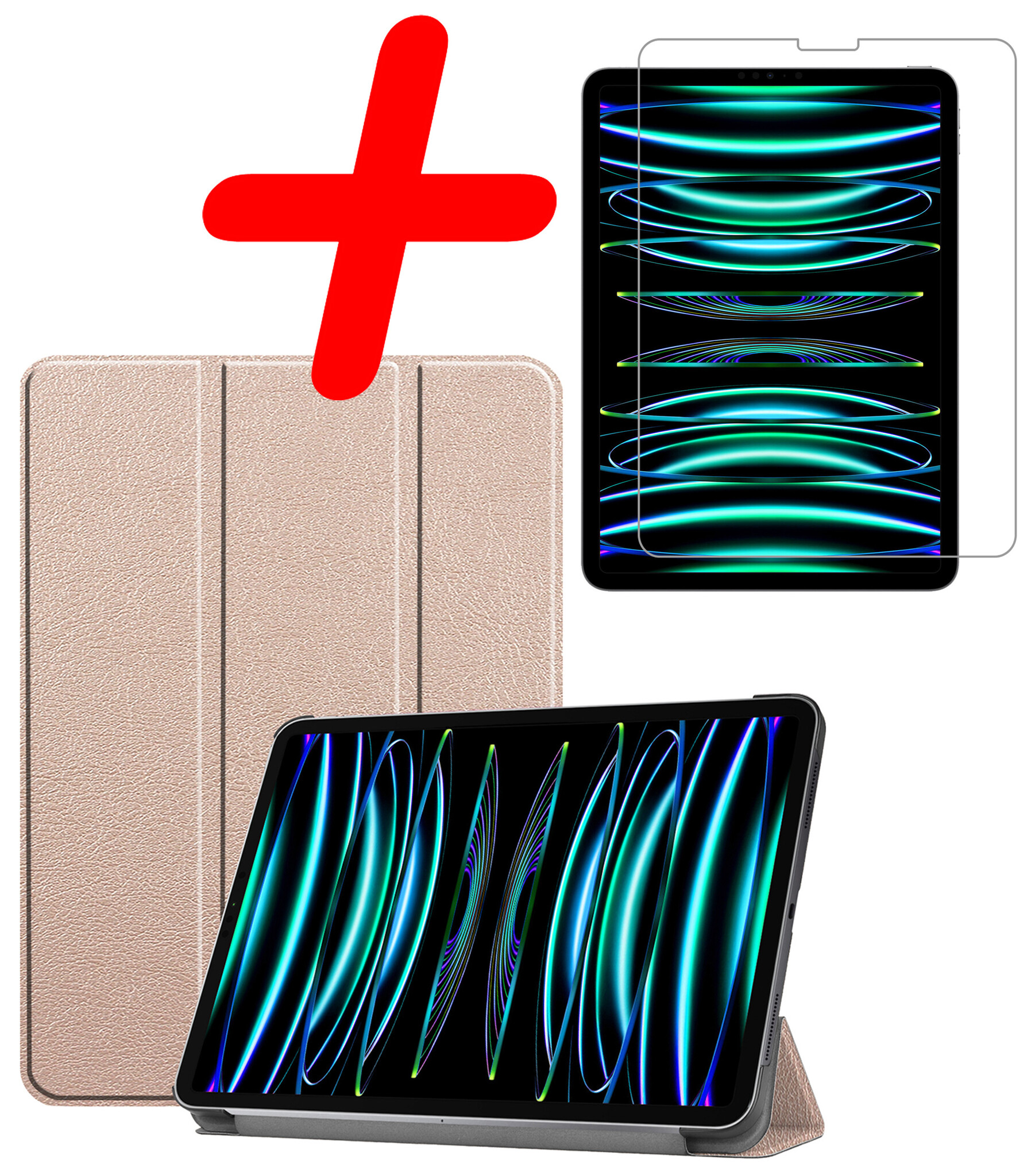 BASEY. BASEY. iPad Pro 11 inch (2022) Hoesje Met Screenprotector - Goud