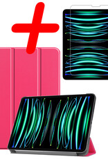 BASEY. BASEY. iPad Pro 11 inch (2022) Hoesje Met Screenprotector - Donkerroze