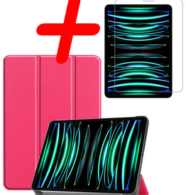 BASEY. BASEY. iPad Pro 11 inch (2022) Hoesje Met Screenprotector - Donkerroze