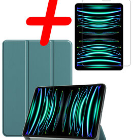 BASEY. BASEY. iPad Pro 11 inch (2022) Hoesje Met Screenprotector - Donkergroen