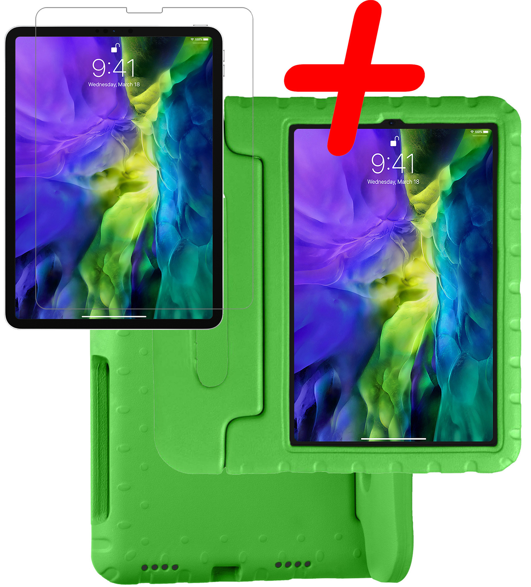 BASEY. BASEY. iPad Pro 11 inch (2022) Kinderhoes Met Screenprotector - Groen
