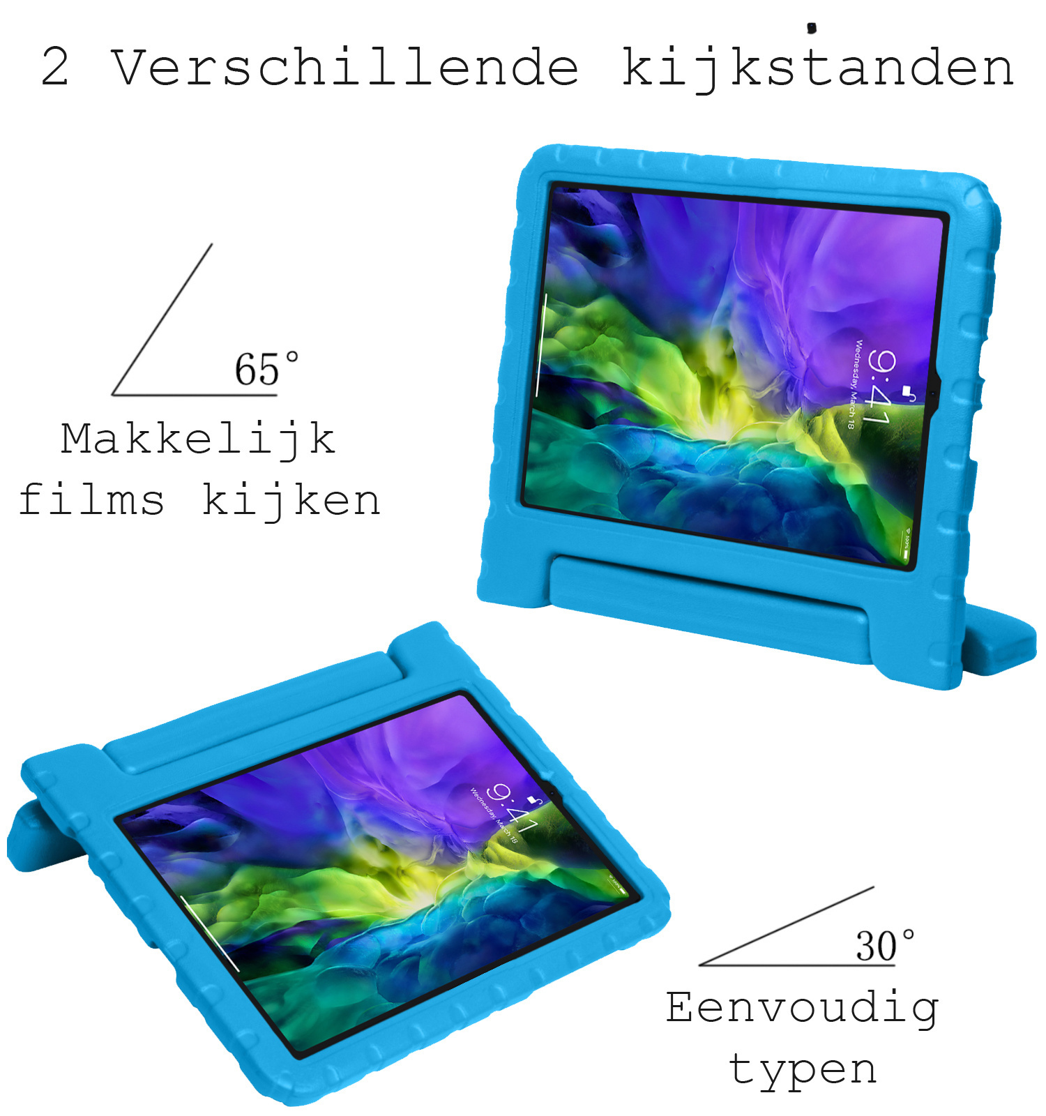 BASEY. BASEY. iPad Pro 11 inch (2022) Kinderhoes Met 2x Screenprotector - Lichtblauw
