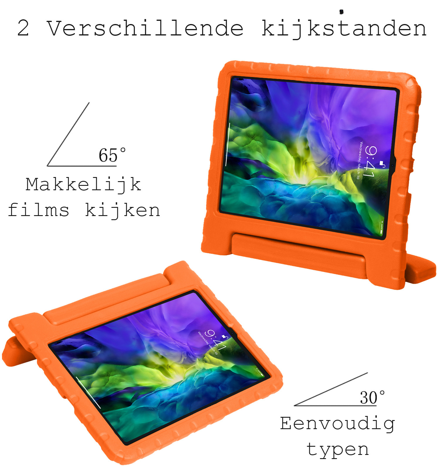 BASEY. BASEY. iPad Pro 11 inch (2022) Kinderhoes Met 2x Screenprotector - Oranje