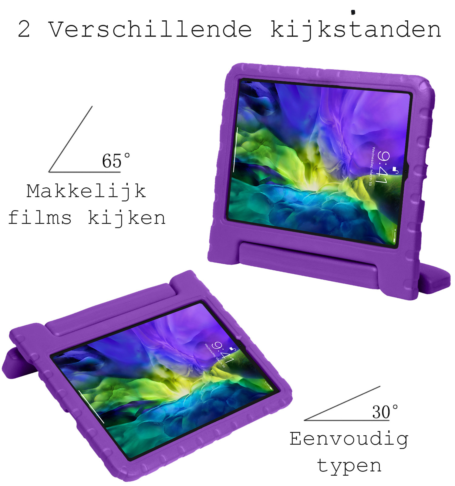 BASEY. BASEY. iPad Pro 11 inch (2022) Kinderhoes Met 2x Screenprotector - Paars