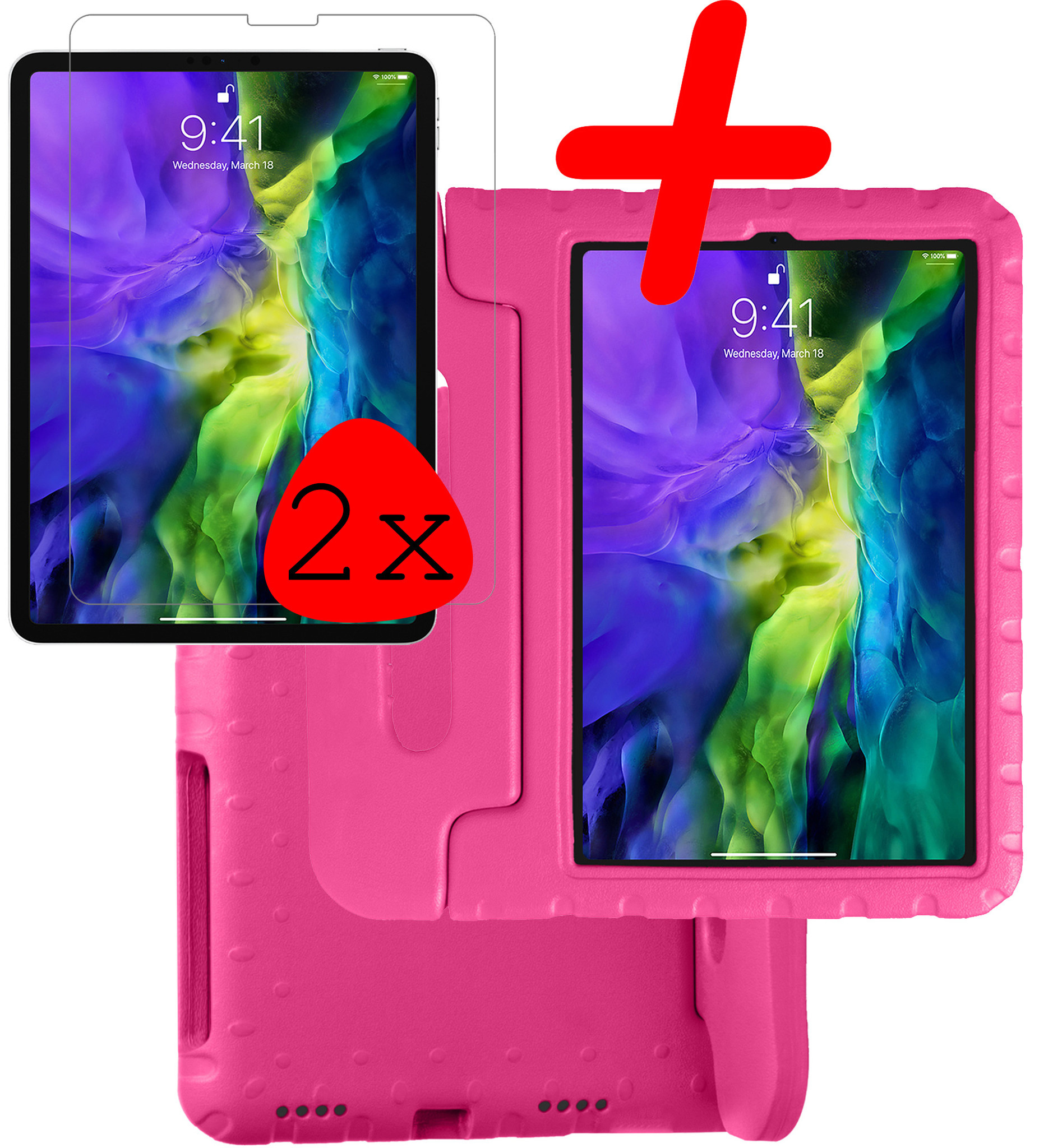 BASEY. BASEY. iPad Pro 11 inch (2022) Kinderhoes Met 2x Screenprotector - Roze