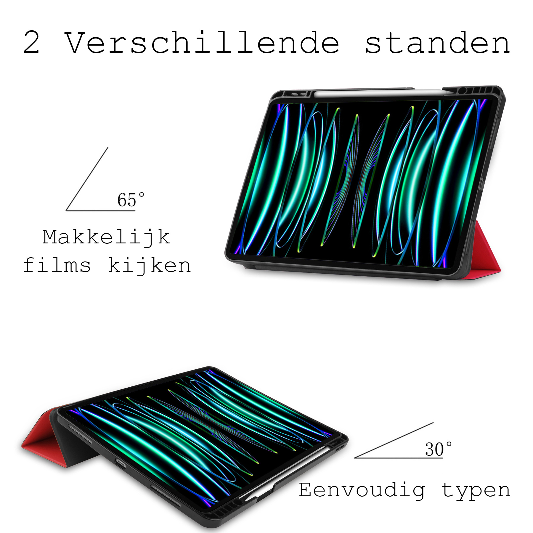 BASEY. BASEY. iPad Pro 11 inch (2022) Hoesje Met Apple Pencilhouder - Rood