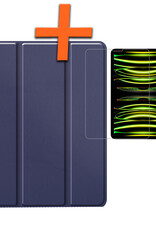 Nomfy Nomfy iPad Pro 12.9 inch (2022) Hoesje Met Apple Pencilhouder Met Screenprotector - Donkerblauw