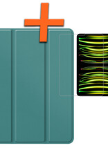 Nomfy Nomfy iPad Pro 12.9 inch (2022) Hoesje Met Screenprotector - Donkergroen