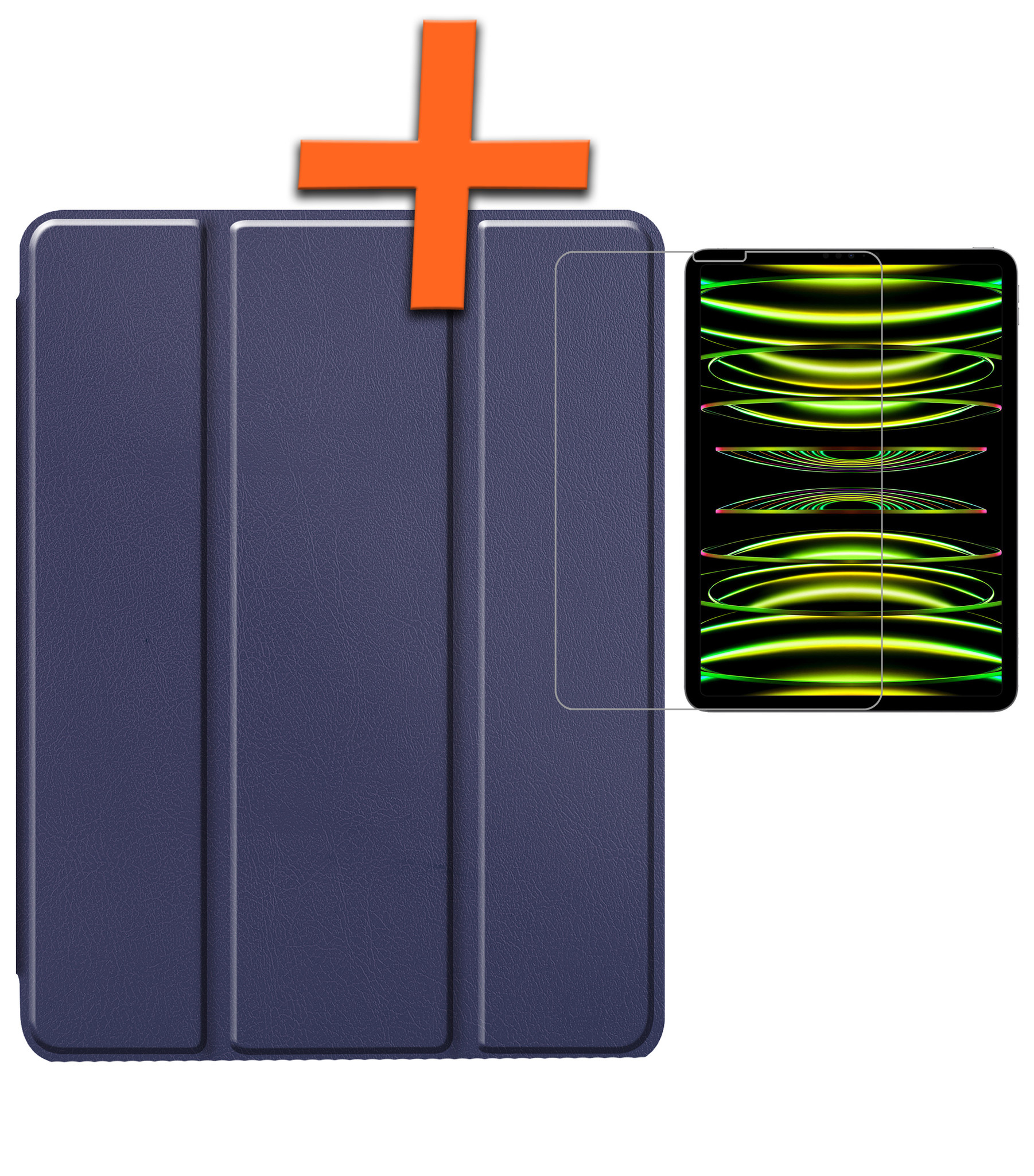 Nomfy Nomfy iPad Pro 12.9 inch (2022) Hoesje Met Screenprotector - Donkerblauw