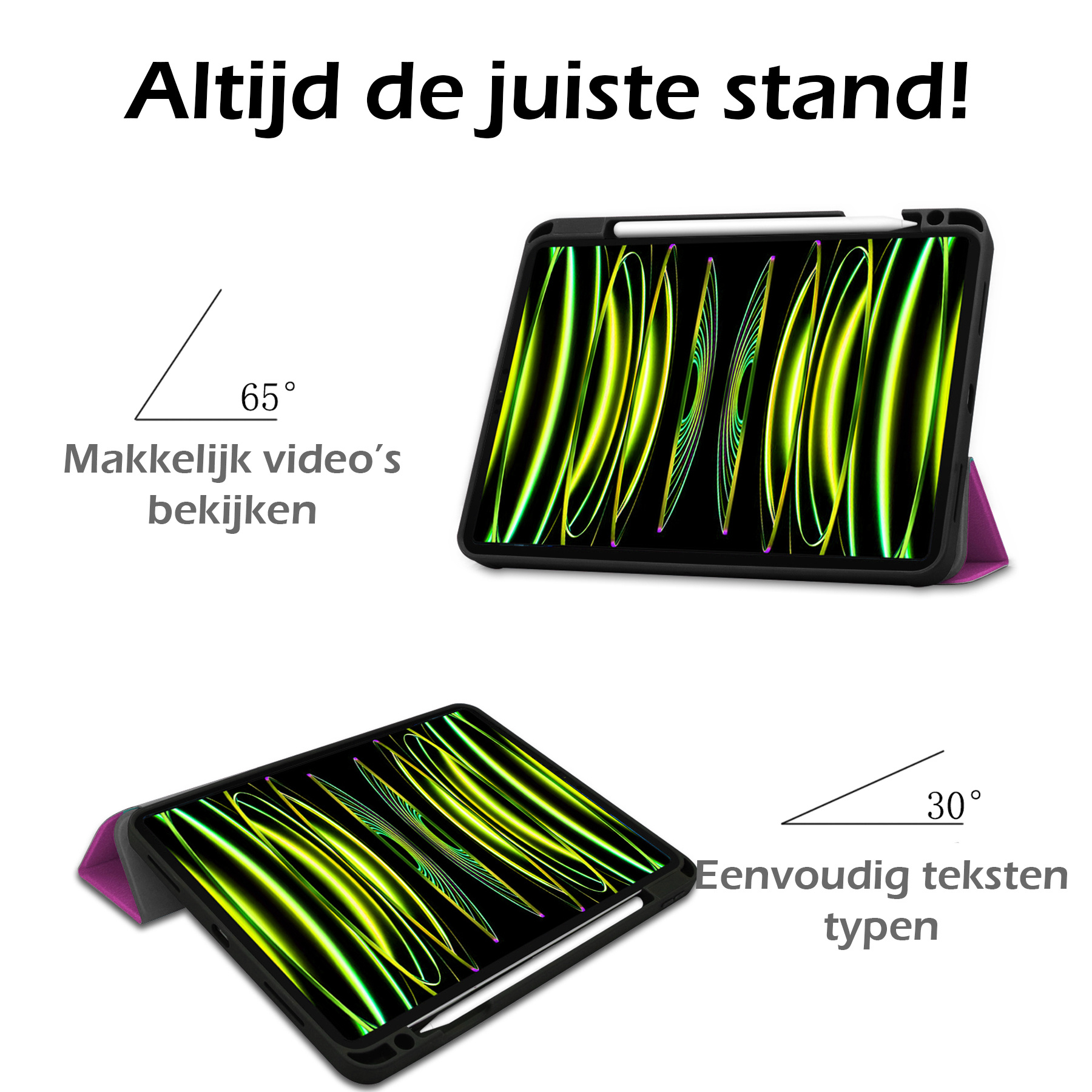 Nomfy Nomfy iPad Pro 11 inch (2021) Hoesje Met Apple Pencilhouder - Paars