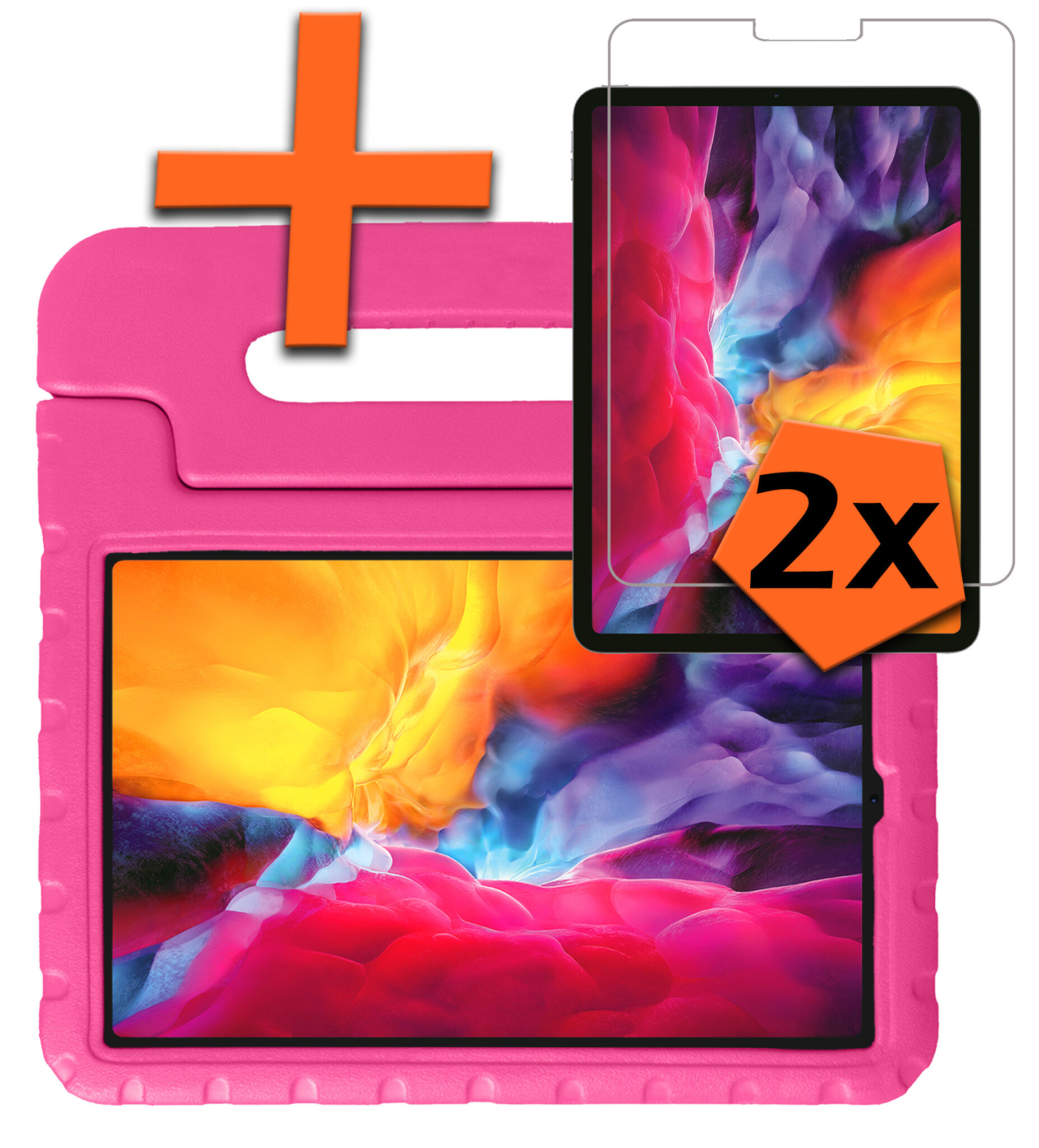 Nomfy Nomfy iPad Pro 11 inch (2021) Kinderhoes Met 2x Screenprotector - Roze