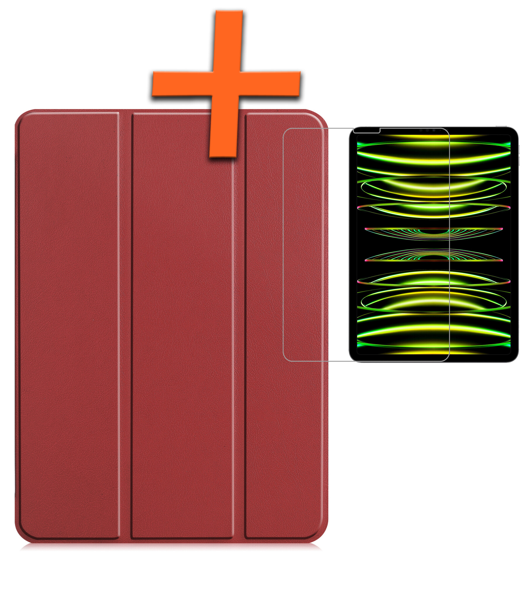 Nomfy Nomfy iPad Pro 11 inch (2022) Hoesje Met Screenprotector - Donkerrood