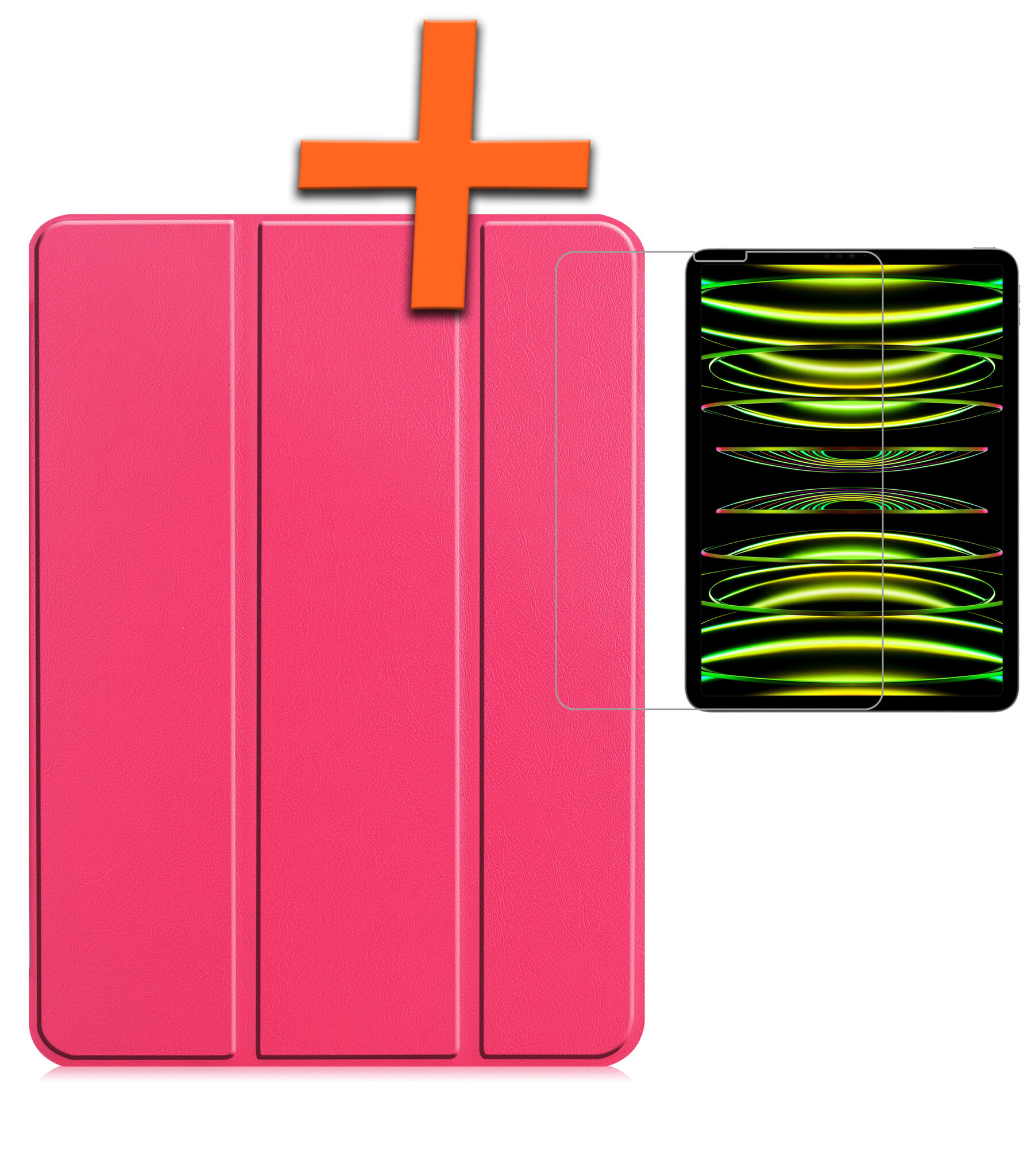 Nomfy Nomfy iPad Pro 11 inch (2022) Hoesje Met Screenprotector - Donkerroze