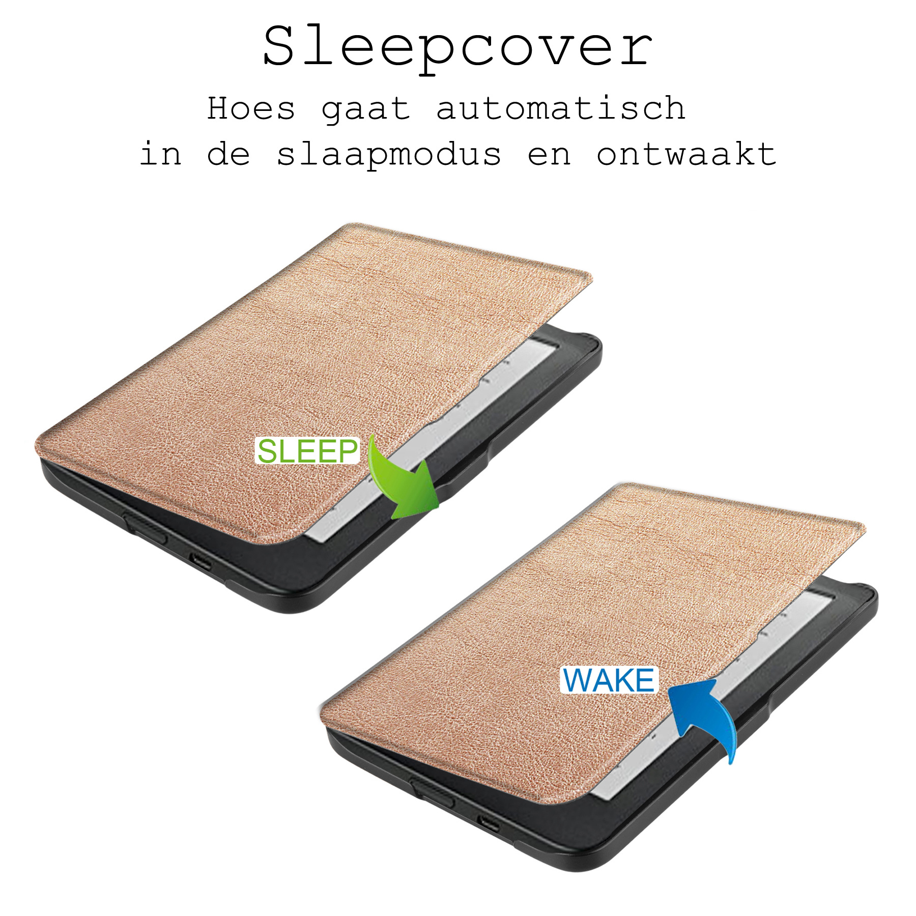 BASEY. Hoes Geschikt voor Kobo Clara HD Hoesje Bookcase Cover Hoes - Hoesje Geschikt voor Kobo Clara HD Hoes Cover Case - Rosé Goud