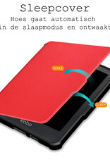 BASEY. Hoes Geschikt voor Kobo Clara HD Hoesje Bookcase Cover Hoes - Hoesje Geschikt voor Kobo Clara HD Hoes Cover Case - Rood