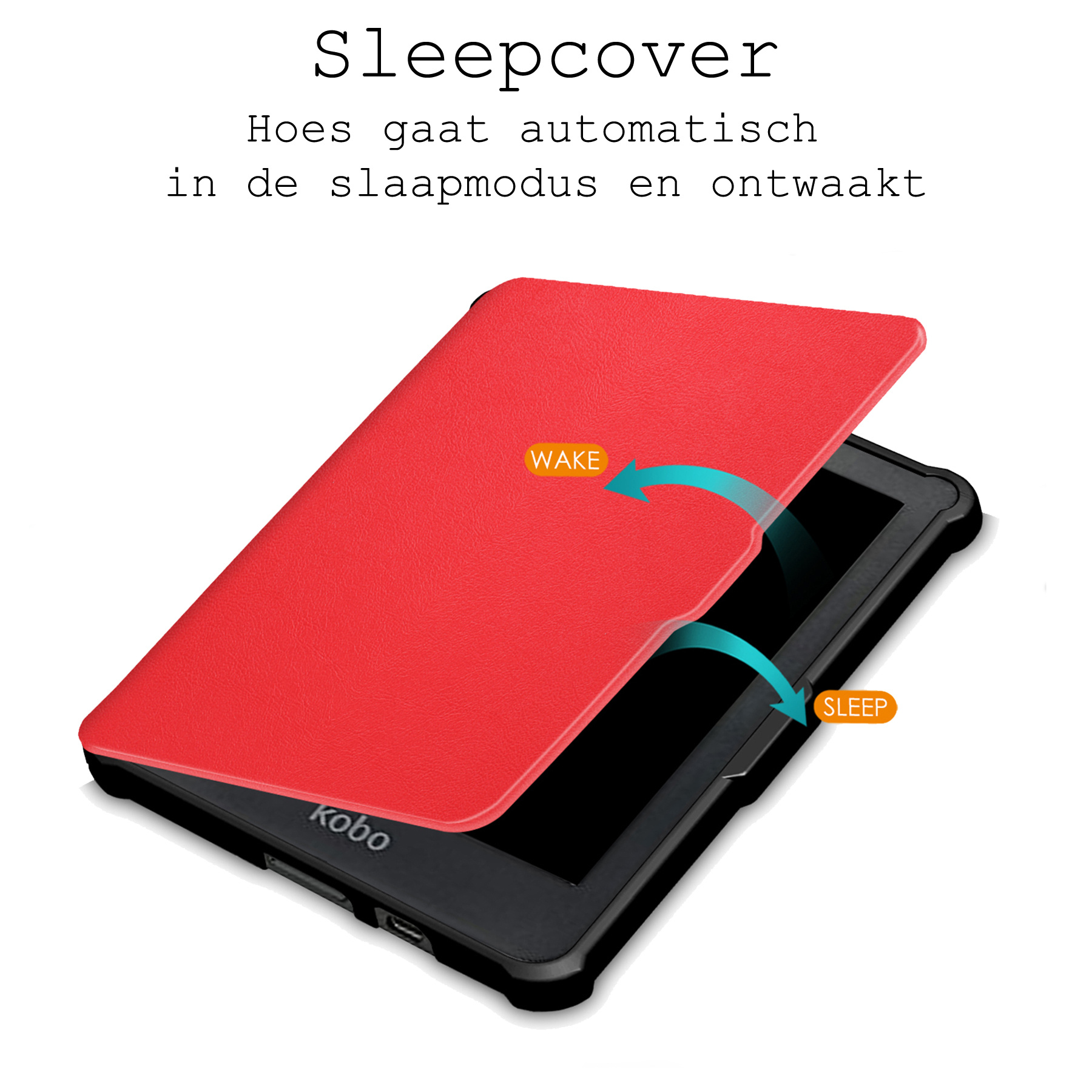 BASEY. Hoes Geschikt voor Kobo Clara HD Hoesje Bookcase Cover Hoes - Hoesje Geschikt voor Kobo Clara HD Hoes Cover Case - Rood