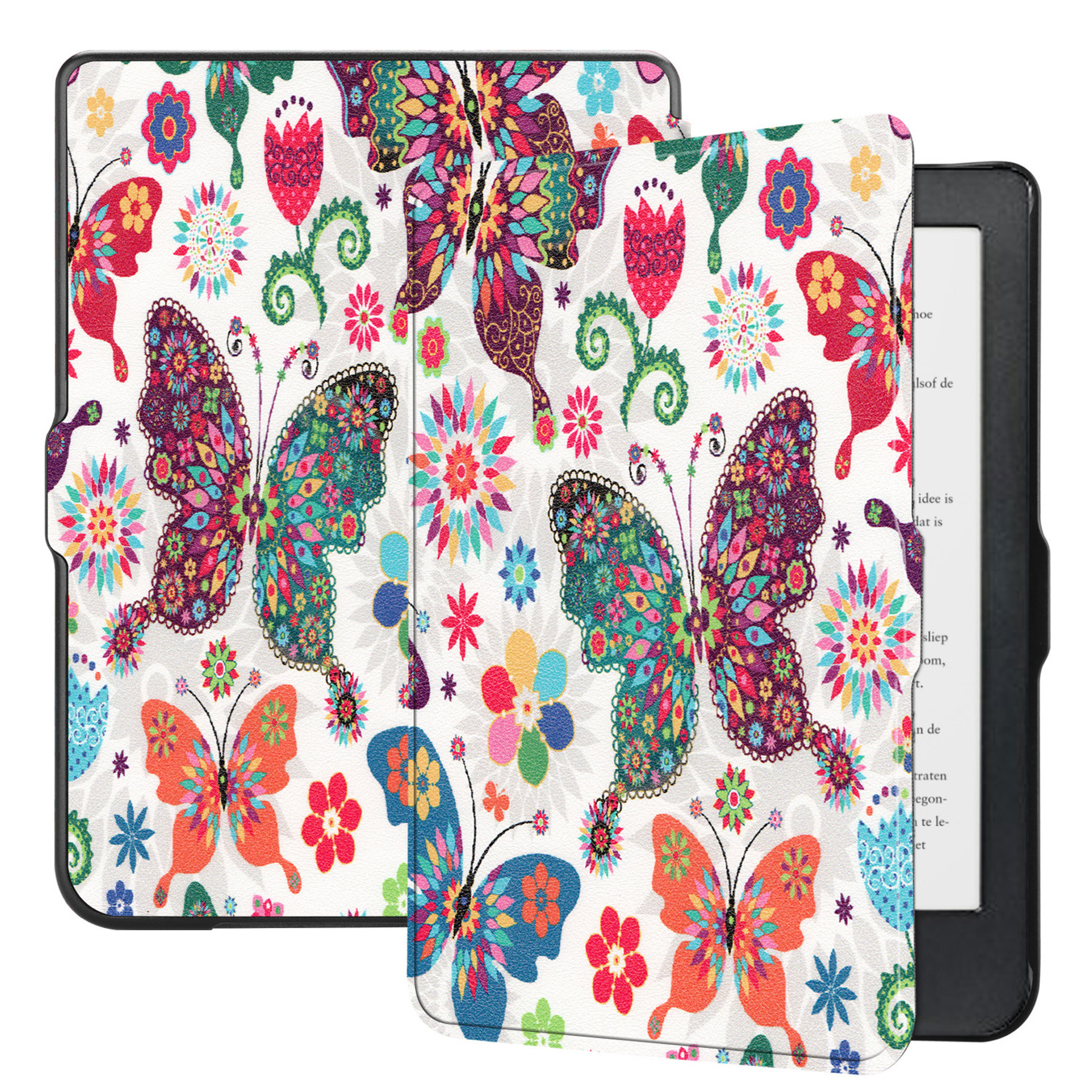 BASEY. Hoes Geschikt voor Kobo Clara HD Hoesje Bookcase Cover Hoes - Hoesje Geschikt voor Kobo Clara HD Hoes Cover Case - Vlinders